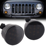 2pcs For Wrangler Plum Blossom-Shaped Yellow LED Car Lights Car Modified Grille Turn Signal Lights, With Aperture, Without Aperture