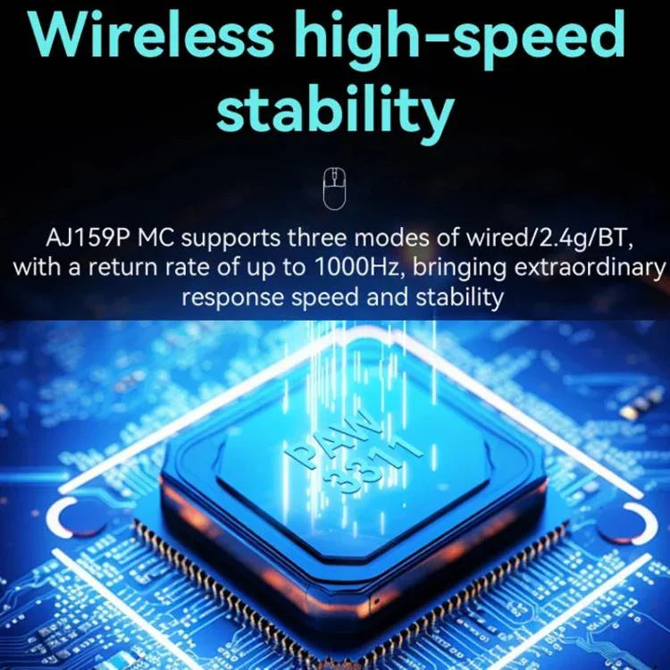 Ajazz AJ159P MC Rato Sem Fios Magnético Tri-modo Ergonómico, Leve e Silencioso para Gaming
