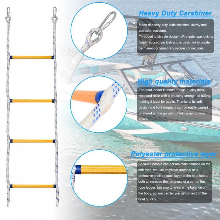 Escada de Corda de Treino Multifuncional em Resina para Escalada em Barco, Branco 1m, Branco 1.4m, Branco 1.8m