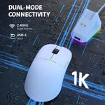Ajazz Rato Gaming Modo Duplo 2.4G / Com Fio Chip PAW3395, AJ159P com Base de Carregamento Preto, AJ159P com Base de Carregamento Branco, AJ159 Branco