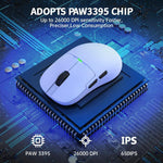 Ajazz Rato Gaming Modo Duplo 2.4G / Com Fio Chip PAW3395, AJ159P com Base de Carregamento Preto, AJ159P com Base de Carregamento Branco, AJ159 Branco