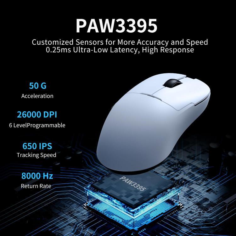 Ajazz AJ159PRO Rato Gaming Tri-modo com Fio / 2.4G / Bluetooth com Base de Carregamento Magnética