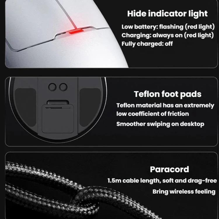Ajazz NearLink / Com Fio / Bluetooth Rato Tri-modo, AJ159 NL 400mAh PAW3311 Branco, AJ159 NL 800mAh PAW3311 Preto, AJ159 NL 800mAh PAW3311 Branco, AJ159 NL P 800mAh PAW3395 Preto, AJ159 NL P 800mAh PAW3395 Branco