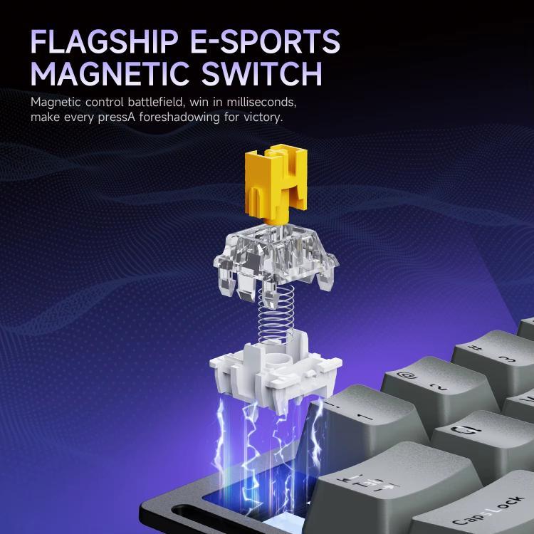 Ajazz AK029 Teclado Gaming com Fio de Mão Única com Interruptor Magnético Rice Edição HIFI com Retroiluminação RGB