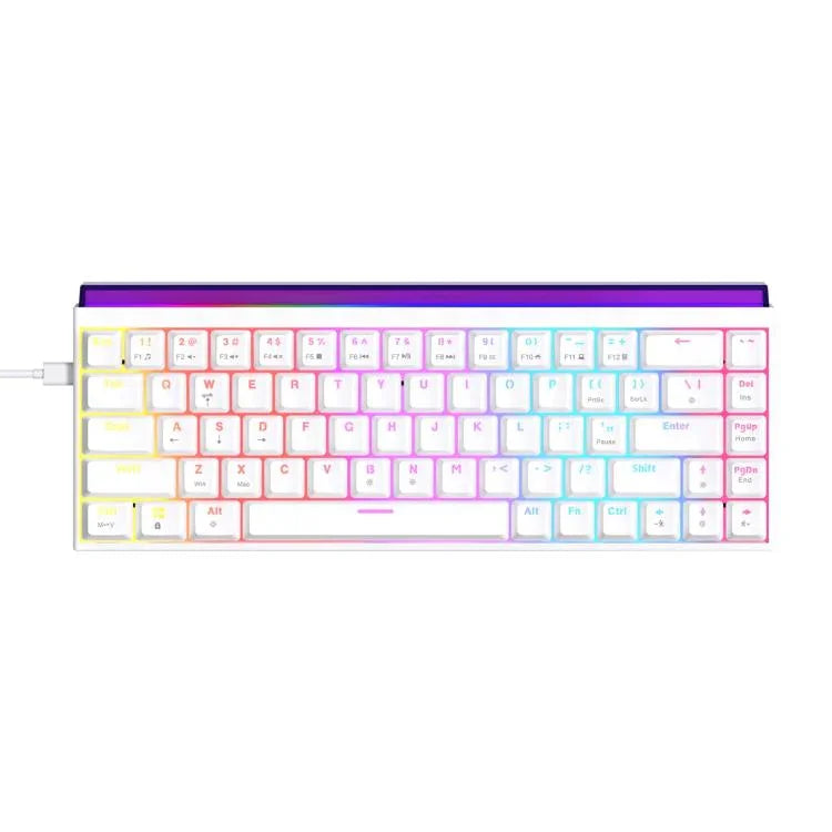 Teclado Mecânico com Eixo Magnético NACODEX NK68 Cor Deslumbrante Com Fios para Escritório e Jogos, 68 Teclas, Branco Normal, Branco com Contorno, Preto com Contorno