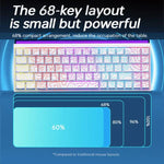 Teclado Mecânico com Eixo Magnético NACODEX NK68 Cor Deslumbrante Com Fios para Escritório e Jogos, 68 Teclas, Branco Normal, Branco com Contorno, Preto com Contorno