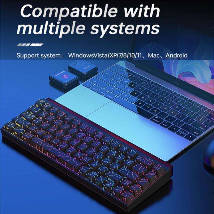 Teclado Mecânico com Eixo Magnético NACODEX NK68 Cor Deslumbrante Com Fios para Escritório e Jogos, 68 Teclas, Branco Normal, Branco com Contorno, Preto com Contorno