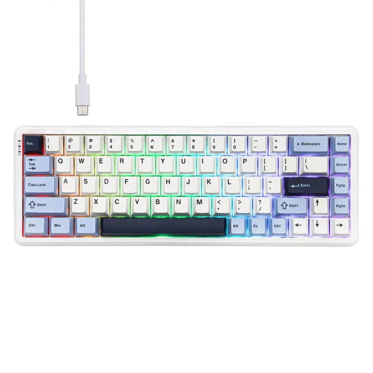 Teclado Mecânico com Eixo Magnético Ajazz AK680 MAX Com Fios e Luz RGB, Preto, Branco, Preto Cinzento Amarelo, Azul Branco Azul Escuro, Gravura Lateral Gradiente Rosa, Preto com Contorno, Branco com Contorno