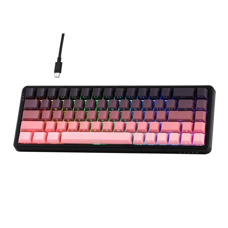 Teclado Mecânico com Eixo Magnético Ajazz AK680 MAX Com Fios e Luz RGB, Preto, Branco, Preto Cinzento Amarelo, Azul Branco Azul Escuro, Gravura Lateral Gradiente Rosa, Preto com Contorno, Branco com Contorno