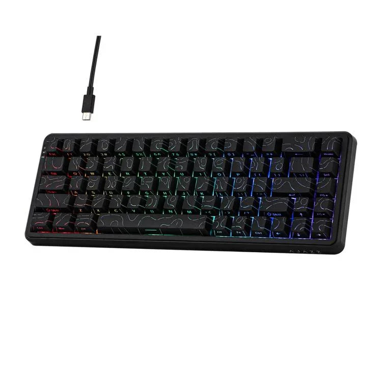 Teclado Mecânico com Eixo Magnético Ajazz AK680 MAX Com Fios e Luz RGB, Preto, Branco, Preto Cinzento Amarelo, Azul Branco Azul Escuro, Gravura Lateral Gradiente Rosa, Preto com Contorno, Branco com Contorno