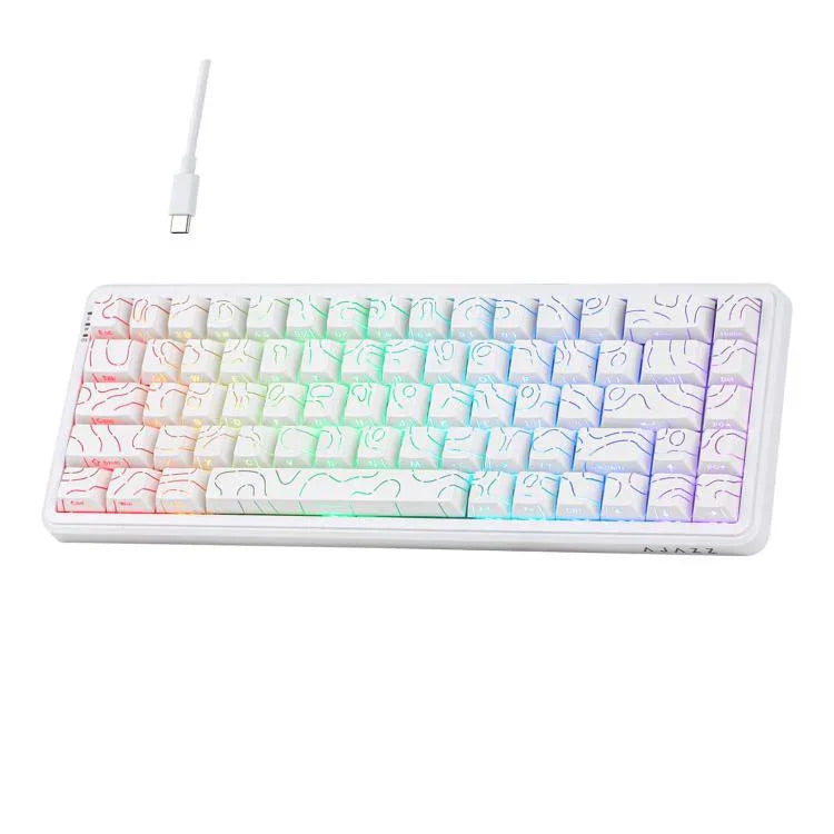 Teclado Mecânico com Eixo Magnético Ajazz AK680 MAX Com Fios e Luz RGB, Preto, Branco, Preto Cinzento Amarelo, Azul Branco Azul Escuro, Gravura Lateral Gradiente Rosa, Preto com Contorno, Branco com Contorno