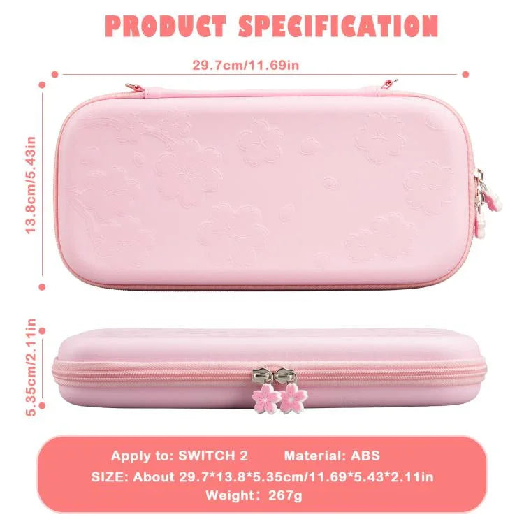 Bolsa de Ombro Portátil com Estampa Sakura para Nintendo Switch 2, Bolsa de Transporte Portátil