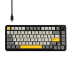 Teclado Mecânico Ajazz AK820 MAX 75 Teclas com Gaxeta Hot-swappable e Luz RGB, Eixo Ice Cream Tri-modo Preto Cinzento Amarelo, Eixo Magnético com Fios Preto Cinzento Amarelo, Eixo Magnético com Fios Gravado Lateral Gradiente Cinzento