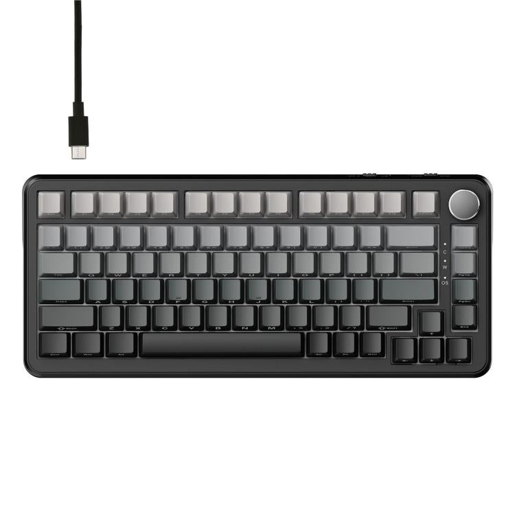 Teclado Mecânico Ajazz AK820 MAX 75 Teclas com Gaxeta Hot-swappable e Luz RGB, Eixo Ice Cream Tri-modo Preto Cinzento Amarelo, Eixo Magnético com Fios Preto Cinzento Amarelo, Eixo Magnético com Fios Gravado Lateral Gradiente Cinzento