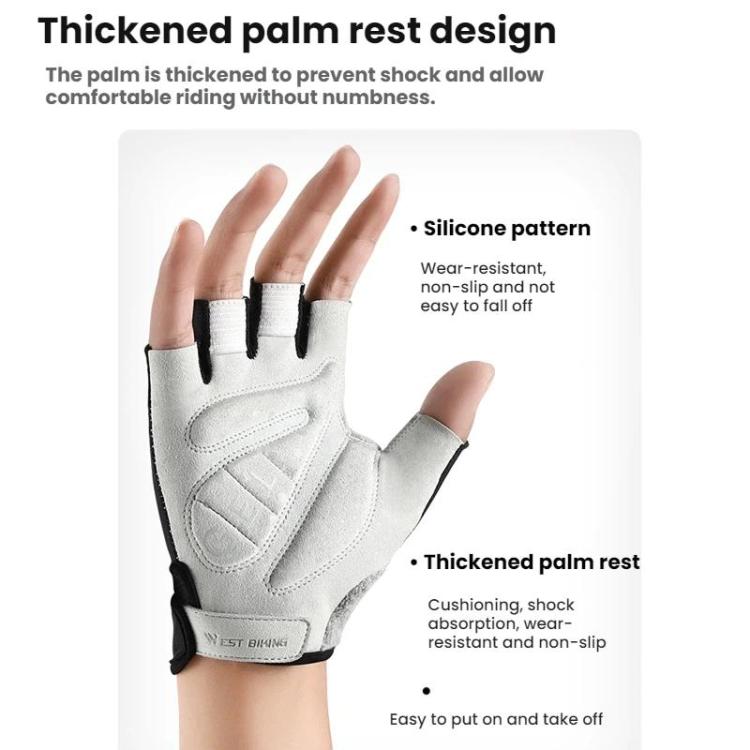 WEST BIKING Luvas de Ciclismo Respiráveis, Absorventes de Impactos, Antiderrapantes e Meio Dedo, M, L, XL, XXL