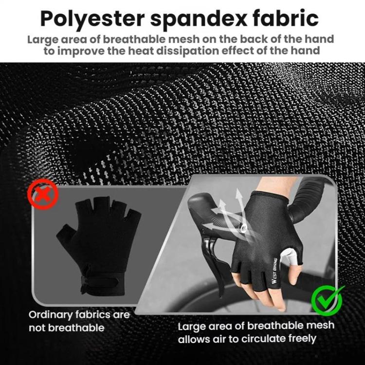 WEST BIKING Luvas de Ciclismo Respiráveis, Absorventes de Impactos, Antiderrapantes e Meio Dedo, M, L, XL, XXL