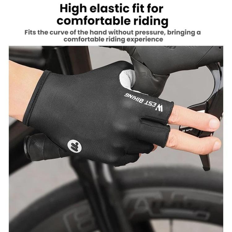 WEST BIKING Luvas de Ciclismo Respiráveis, Absorventes de Impactos, Antiderrapantes e Meio Dedo, M, L, XL, XXL