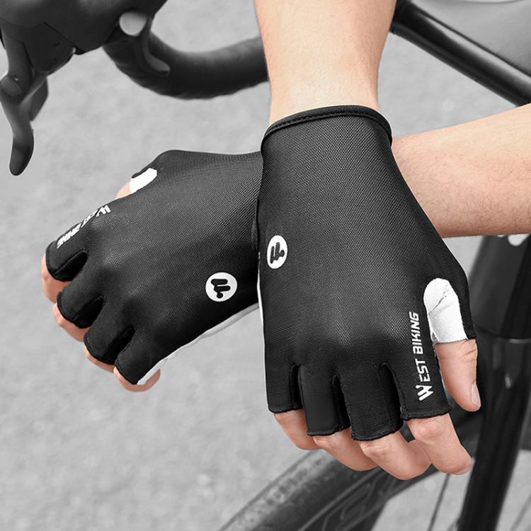 WEST BIKING Luvas de Ciclismo Respiráveis, Absorventes de Impactos, Antiderrapantes e Meio Dedo, M, L, XL, XXL