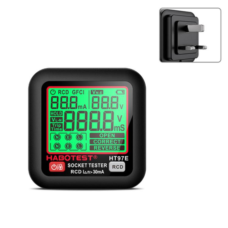 HABOTEST Tomada de Teste Elétrico Inteligente com Display Digital, HT97B Plugue US, HT97D Plugue EU, HT97E Plugue UK