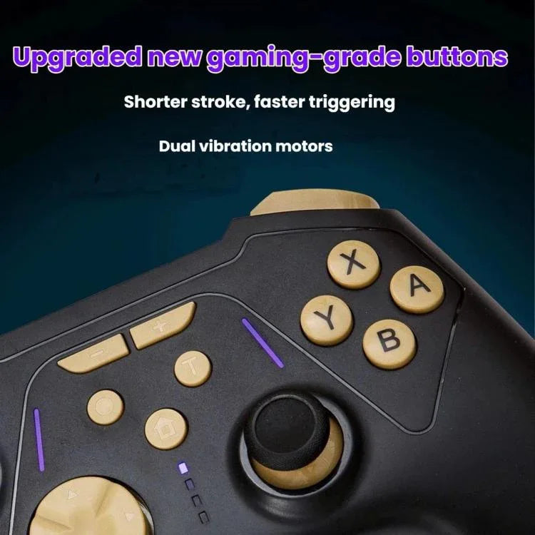 Comando de Jogos Bluetooth S201 - Gatilhos com Efeito Hall, Dois Botões Traseiros para Macros, Compatível com Switch 2/Switch/PC/Steam/Móvel