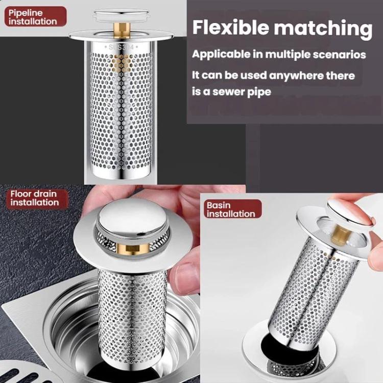 Cesto de Aço A1 com Núcleo de Cobre de Grande Diâmetro, Núcleo de Drenagem para Lavatório com Distância de Furo de 33-55mm, Núcleo Universal, Curto 8cm, Longo 8cm