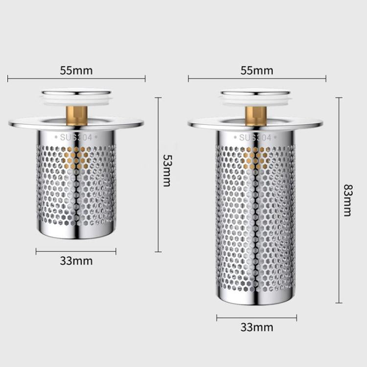 Cesto de Aço A1 com Núcleo de Cobre de Grande Diâmetro, Núcleo de Drenagem para Lavatório com Distância de Furo de 33-55mm, Núcleo Universal, Curto 8cm, Longo 8cm