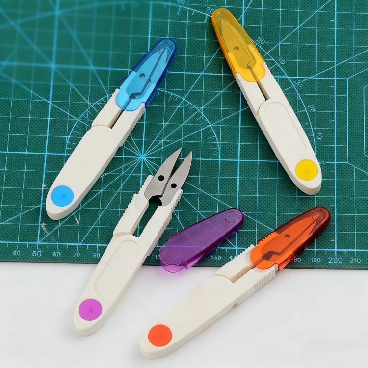 10 peças Tesouras com capa transparente para linha de costura de ponto cruz doméstico, Roxo, Amarelo, Azul, Vermelho