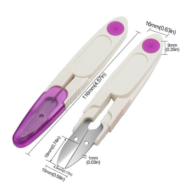 10 peças Tesouras com capa transparente para linha de costura de ponto cruz doméstico, Roxo, Amarelo, Azul, Vermelho