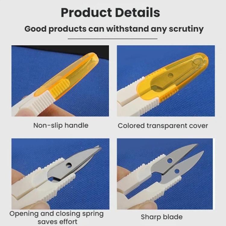 10 peças Tesouras com capa transparente para linha de costura de ponto cruz doméstico, Roxo, Amarelo, Azul, Vermelho