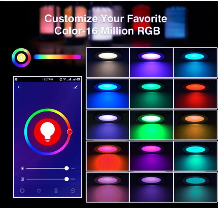 Compatible with Tuya Zigbee Recessed Ceiling Light RGB+CW+WW Dimmable LED Downlight, 7W 3.5inch