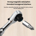 Reversible Magnetic Ratchet Screwdriver, Smooth Handle Bit, Knurled Blue Bit, Knurled Red Bit