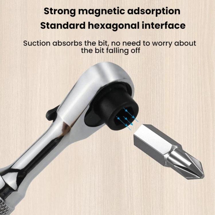 Reversible Magnetic Ratchet Screwdriver, Smooth Handle Bit, Knurled Blue Bit, Knurled Red Bit