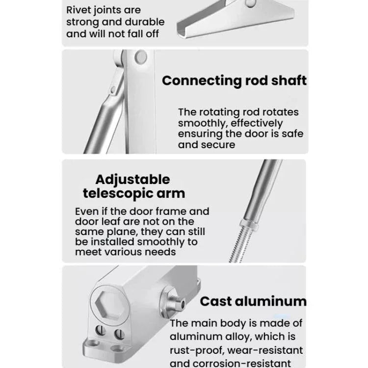 Fire Door Automatic Closer Fire Door Hydraulic Buffer Device Household Sliding Door Closer, Small Non-Positioning, Small 90-Degree Positioning, Large Non-Positioning, Large 90-Degree Positioning, Extra-Large Non-Positioning