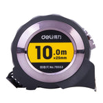 Fita métrica de aço auto-bloqueante com régua de medição coberta de TPR, Deli 79550 3m x 16mm, Deli 79551 5m x 19mm, Deli 79552 7,5m x 25mm, Deli 79553 10m x 25mm