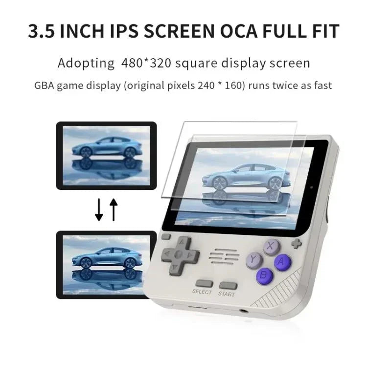 Consola de Jogos Retro Portátil POWKIDDY V10 Ecrã IPS OCA de 3,5 polegadas Full Fit, Quad-Core Cortex-A35 1,5GHz, 64G, 128G