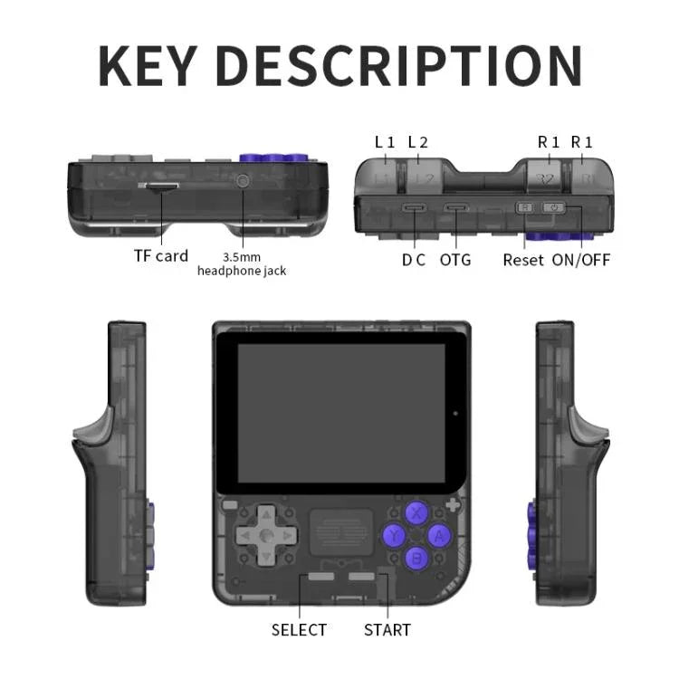 Consola de Jogos Retro Portátil POWKIDDY V10 Ecrã IPS OCA de 3,5 polegadas Full Fit, Quad-Core Cortex-A35 1,5GHz, 64G, 128G