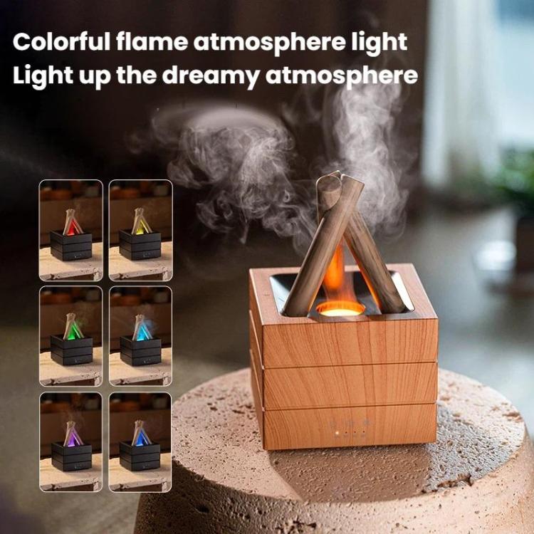 Difusor de Aromaterapia USB com Névoa de Fogueira, Humidificador de Ar de Secretária com Gradiente Colorido