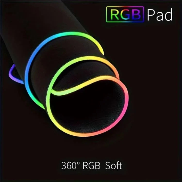Tapete para Rato e Teclado com LED Micro-USB Iluminado Luzes RGB Coloridas Borda Reforçada Tapete Grosso para Mesa de Rato, 250x350x3mm, 250x350x4mm, 300x800x3mm, 300x800x4mm, 400x900x3mm, 400x900x4mm