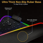 Tapete para Rato e Teclado com LED Micro-USB Iluminado Luzes RGB Coloridas Borda Reforçada Tapete Grosso para Mesa de Rato, 250x350x3mm, 250x350x4mm, 300x800x3mm, 300x800x4mm, 400x900x3mm, 400x900x4mm