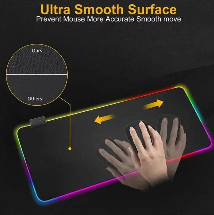 Tapete para Rato e Teclado com LED Micro-USB Iluminado Luzes RGB Coloridas Borda Reforçada Tapete Grosso para Mesa de Rato, 250x350x3mm, 250x350x4mm, 300x800x3mm, 300x800x4mm, 400x900x3mm, 400x900x4mm