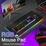 Tapete para Rato e Teclado com LED Micro-USB Iluminado Luzes RGB Coloridas Borda Reforçada Tapete Grosso para Mesa de Rato, 250x350x3mm, 250x350x4mm, 300x800x3mm, 300x800x4mm, 400x900x3mm, 400x900x4mm