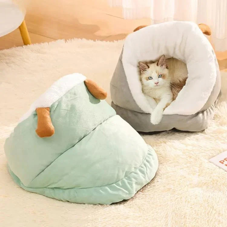 Tapete de Inverno Quente Semi-Fechado para Gatos Estilo Chinelo Espessado, S, M, L