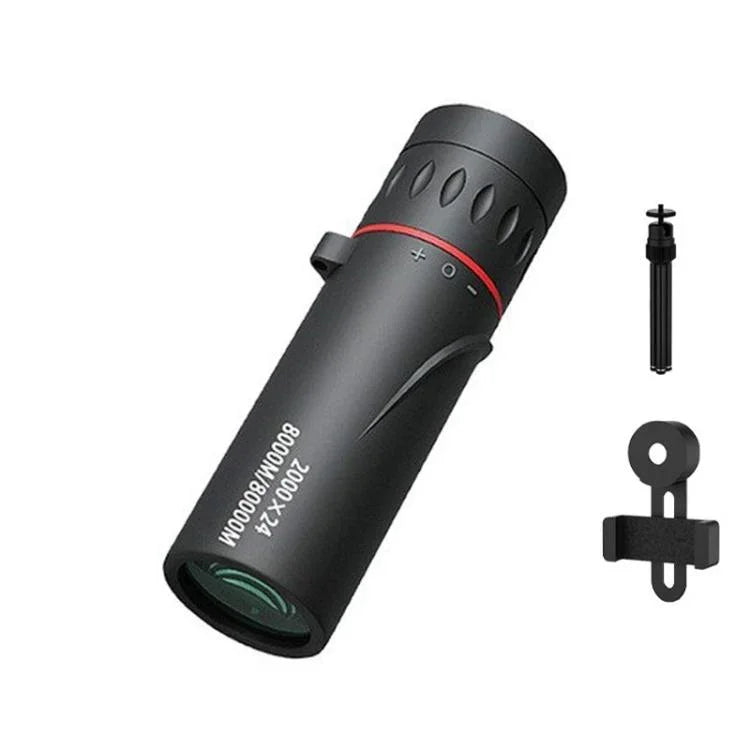 Monóculo Portátil 8x HD para Exterior com Visão Noturna em Baixa Luminosidade, Simples, com Suporte para Telemóvel, com Suporte para Telemóvel e Tripé