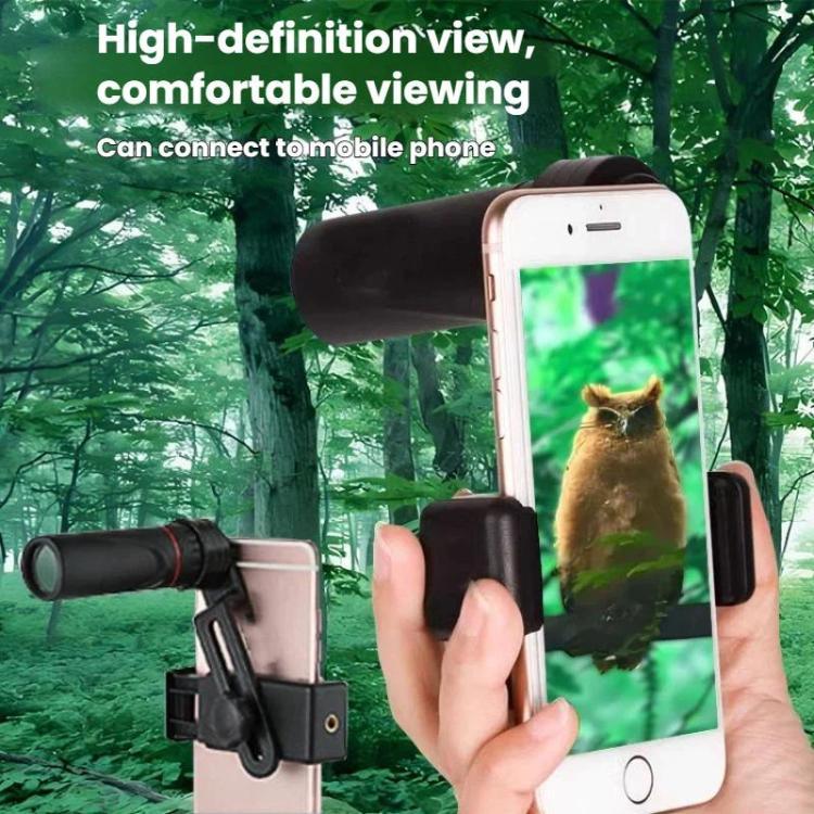 Monóculo Portátil 8x HD para Exterior com Visão Noturna em Baixa Luminosidade, Simples, com Suporte para Telemóvel, com Suporte para Telemóvel e Tripé