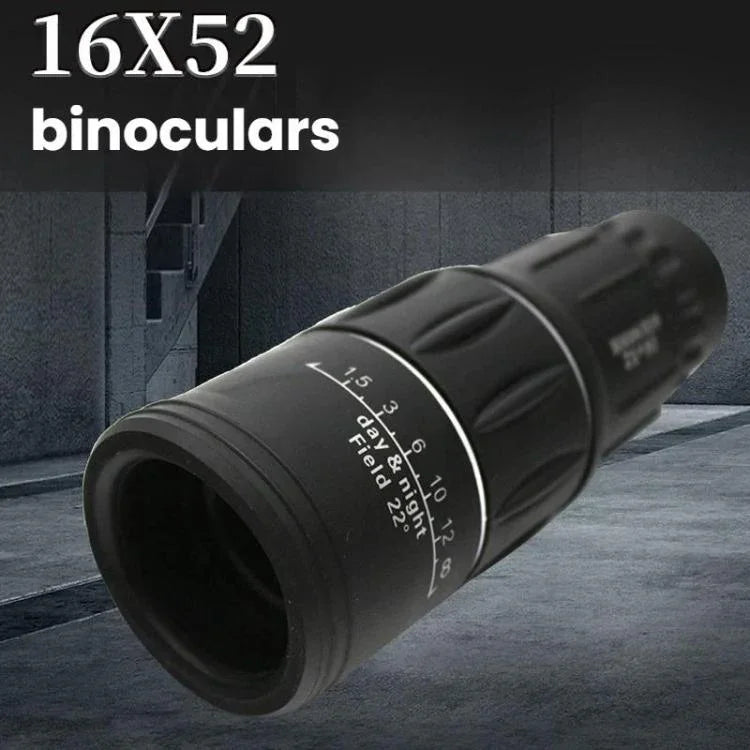 Monóculo 16x52 para Exterior com Visão Noturna em Baixa Luminosidade para Fotografia com Telemóvel, Simples + Bolsa, com Bolsa + Suporte para Telemóvel, com Bolsa + Suporte para Telemóvel + Tripé