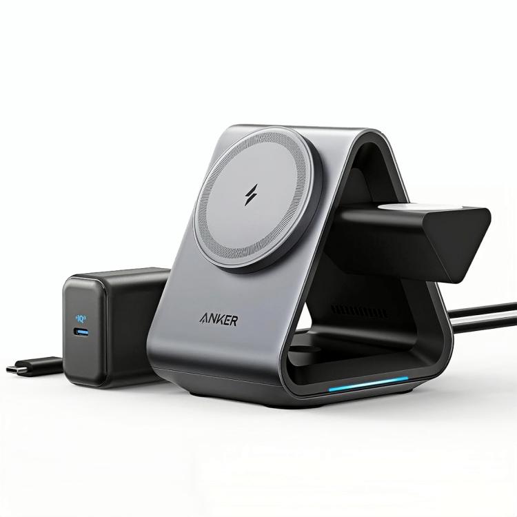 ANKER B2599 Estação de Carregamento Sem Fios Magnética de Secretária 3 em 1 15W para iPhone / iWatch / AirPods, Ficha US, B2599