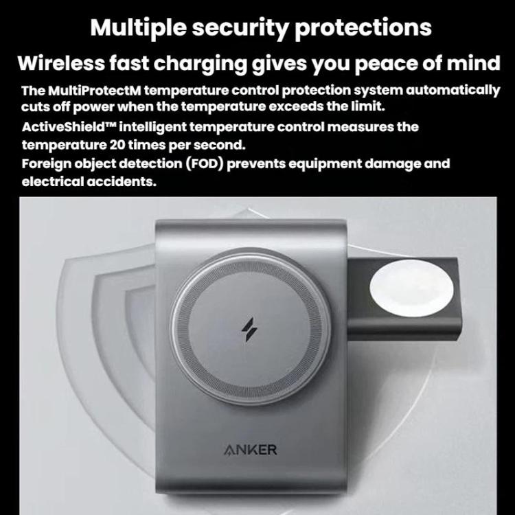 ANKER B2599 Estação de Carregamento Sem Fios Magnética de Secretária 3 em 1 15W para iPhone / iWatch / AirPods, Ficha US, B2599