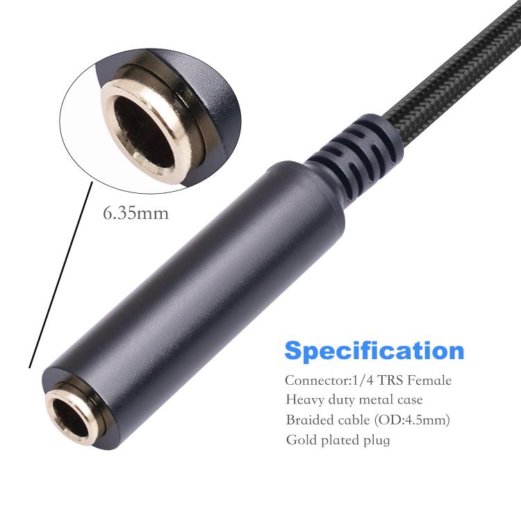 Cabo Adaptador de Áudio 6.35mm Fêmea para XLR Macho e 1/4 polegadas TRS, 6.35mm Fêmea para XLR Macho