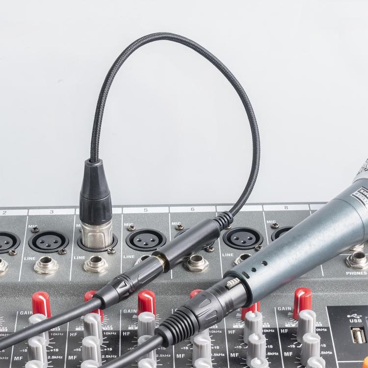 Cabo Adaptador de Áudio 6.35mm Fêmea para XLR Macho e 1/4 polegadas TRS, 6.35mm Fêmea para XLR Macho
