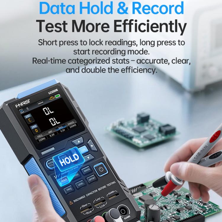 Testador de Ponte Digital Manual para Capacitância, Resistência e Indutância, FNIRSI LC1020E